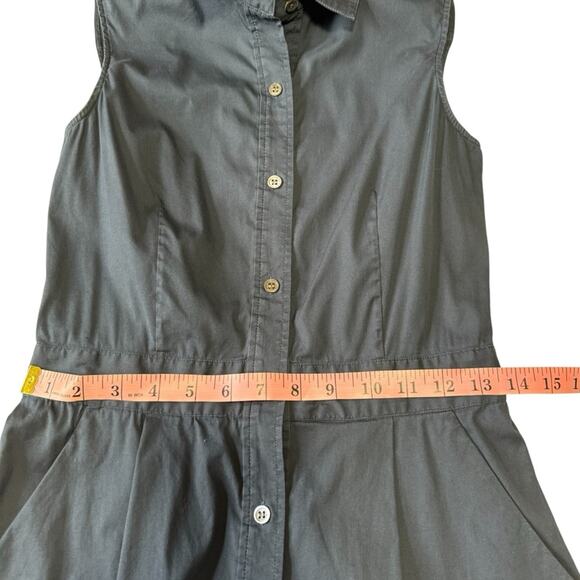 Theory Soreda Navy Sleeveless Button Down Pleated Shirt Dress - Picture 9 of 10